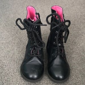 Black lace up with side zipper boots